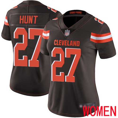 Cleveland Browns Kareem Hunt Women Brown Limited Jersey 27 NFL Football Home Vapor Untouchable
